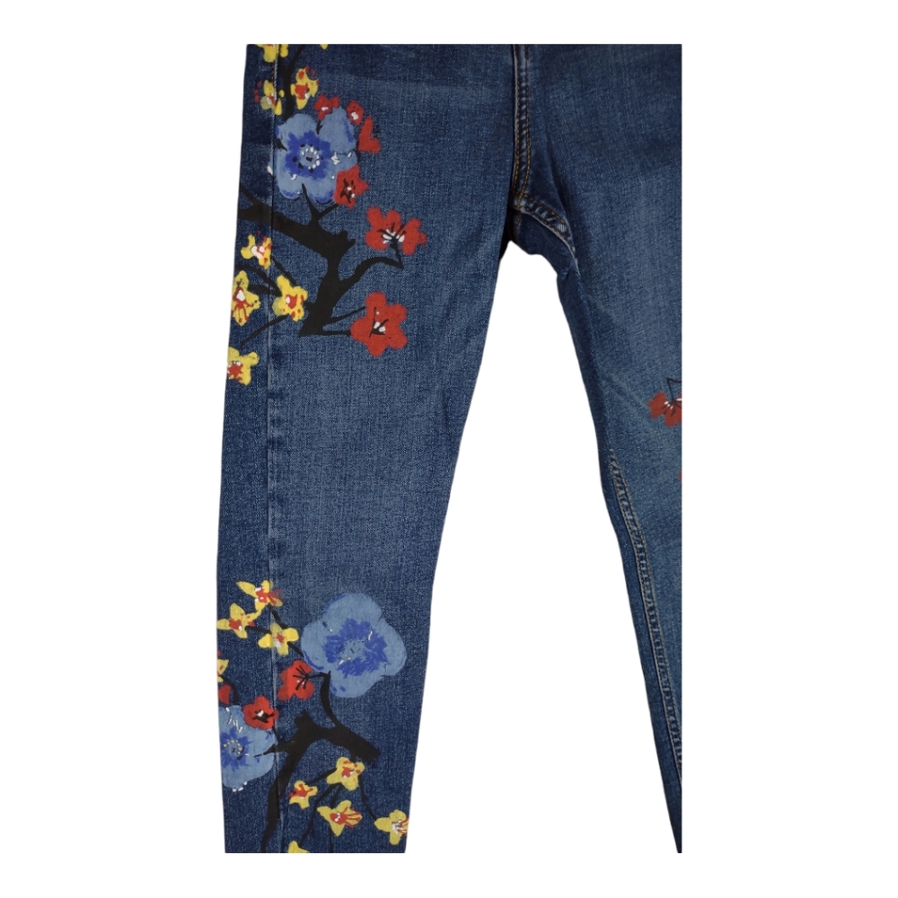 Topshop MOTO Floral Jamie Jeans Size W 25 L 25 Skinny Hand Painted - Picture 12 of 15